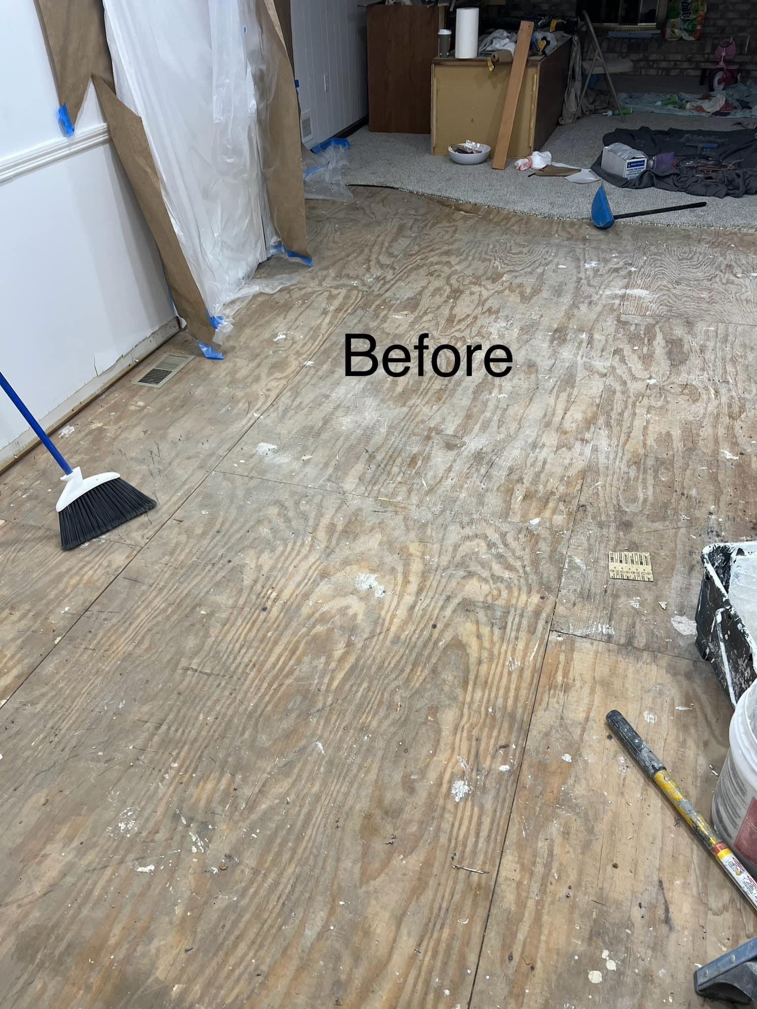 Plywood subfloor before renovation project | The Bearded Contractor